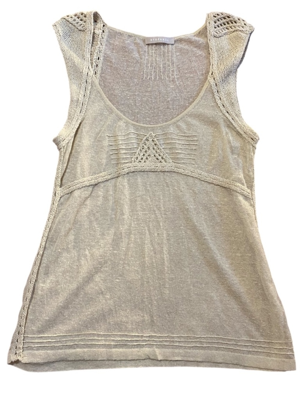 Stefanel linen blend crochet detailing sleeveless top.*** S/M***